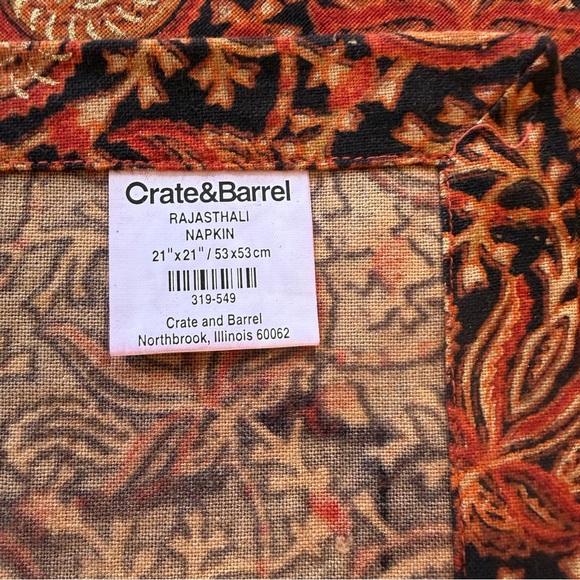 Crate & Barrel Rajasthali Cotton Dinner Napkins Set of 18 21x21 Table Linens - Picture 6 of 6